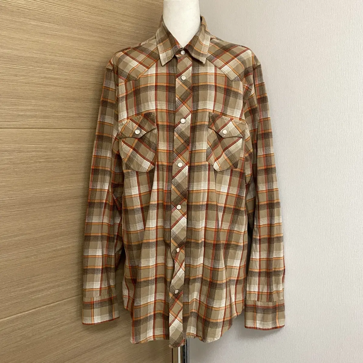 JapanVintage Brown Western Long Sleeve Check Shirt