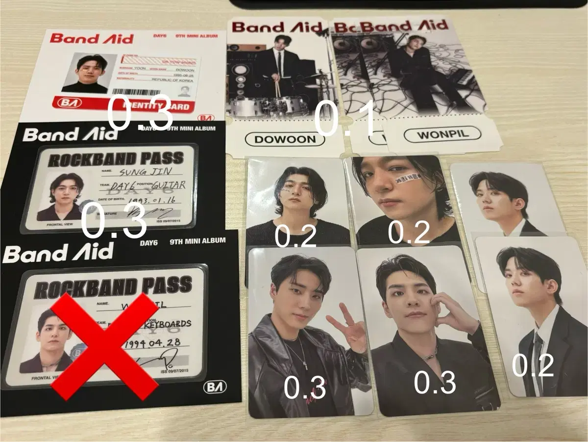 Day 6 Bandaid album wts components