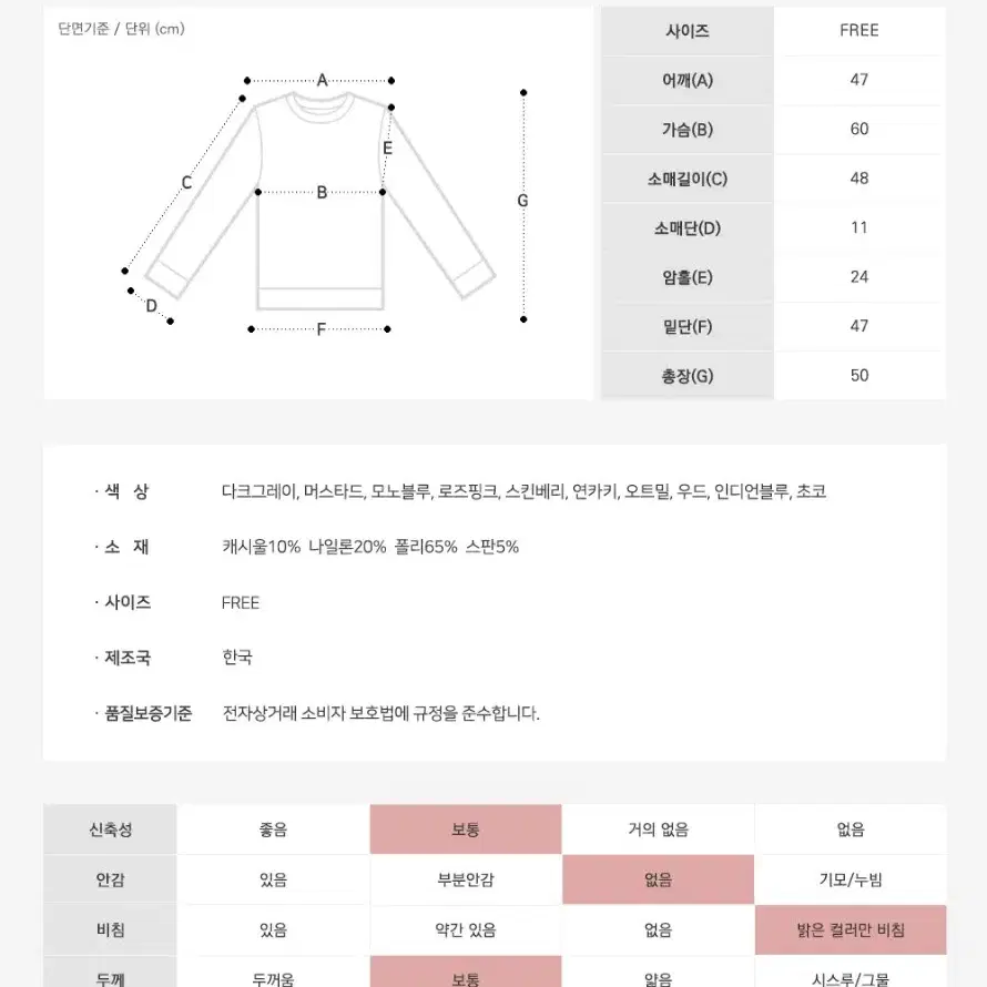 오버사이즈 루즈핏 라운드 캐시울 니트