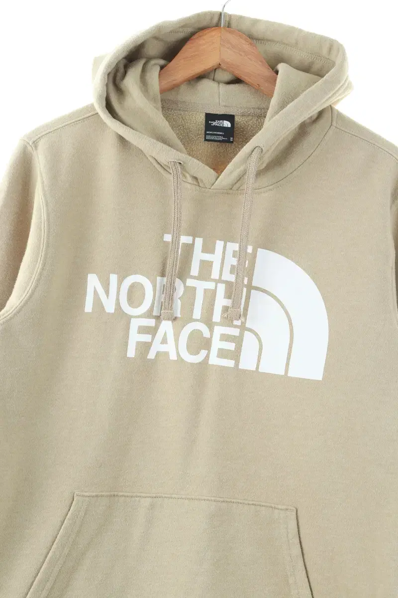 (M) The North Face Hoodie Beige Brushed Big Logo Old School-FF41