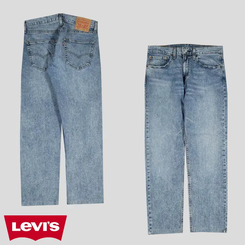 Levis 502 Medium-Blue Stonewashed Waterless Straight Fit Lyocell Blend Jeans