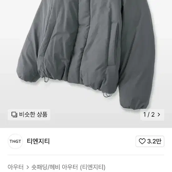 TNGT 벌룬핏 구스다운 미드그레이 후드x 패딩팝니당