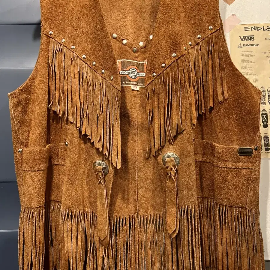 1970s PIONEER WEAR FRINGE 스웨이드레더 웨스턴베스트