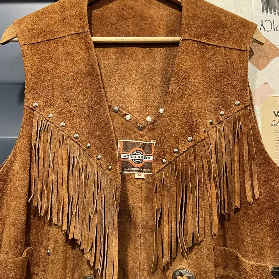 1970s PIONEER WEAR FRINGE 스웨이드레더 웨스턴베스트