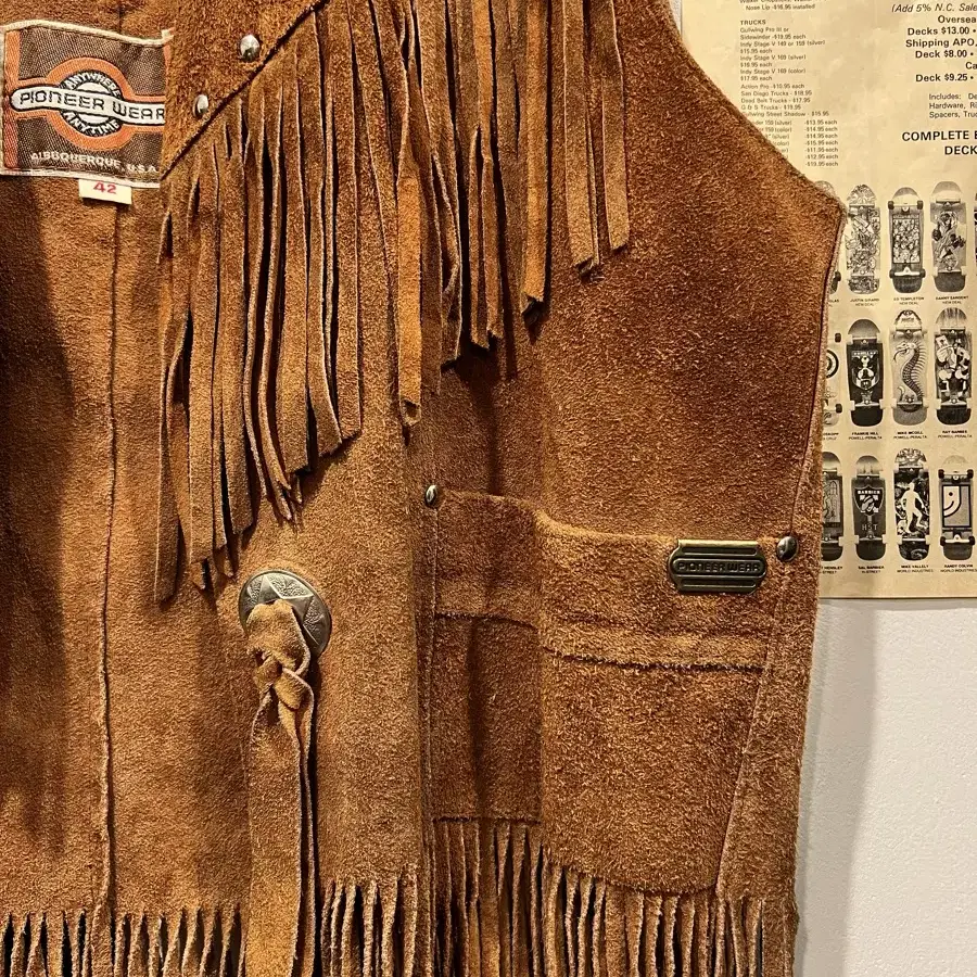 1970s PIONEER WEAR FRINGE 스웨이드레더 웨스턴베스트