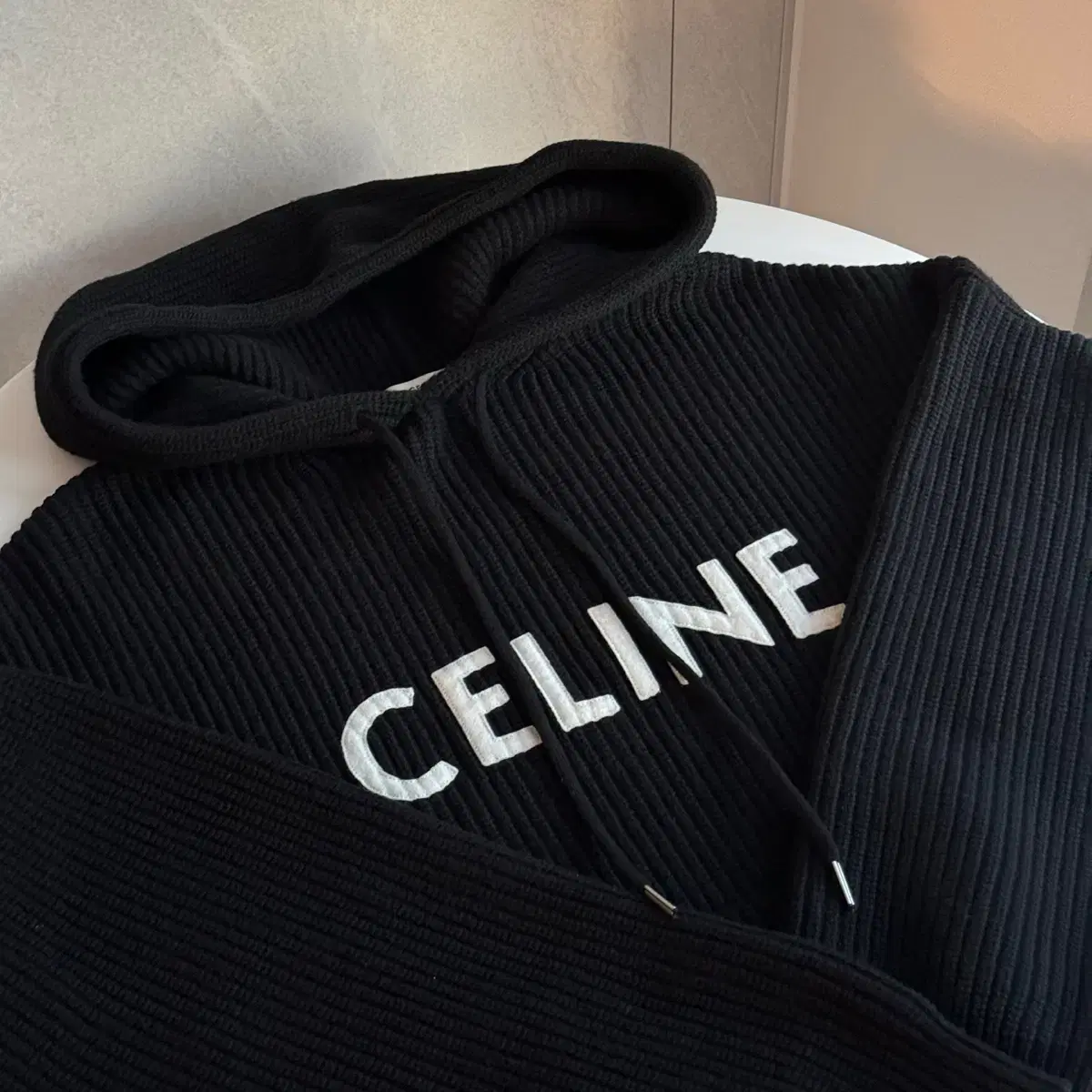 [M,New] Seline Ribbed Wool Overknit Hoodie