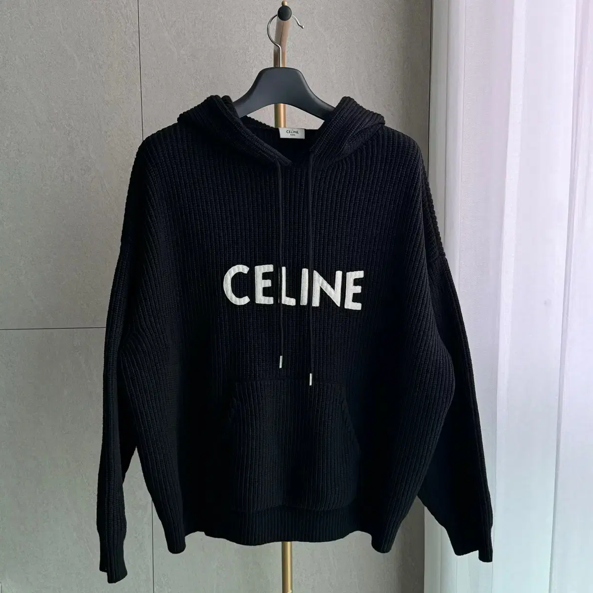 [M,New] Seline Ribbed Wool Overknit Hoodie