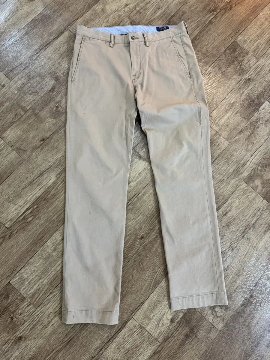 Polo Chino Pants 33/32 Beige Straight Stretch