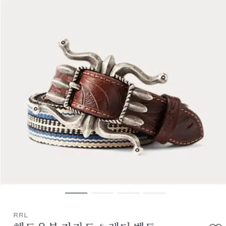 RRL 핸드우븐 자카드 레더 벨트 36인치