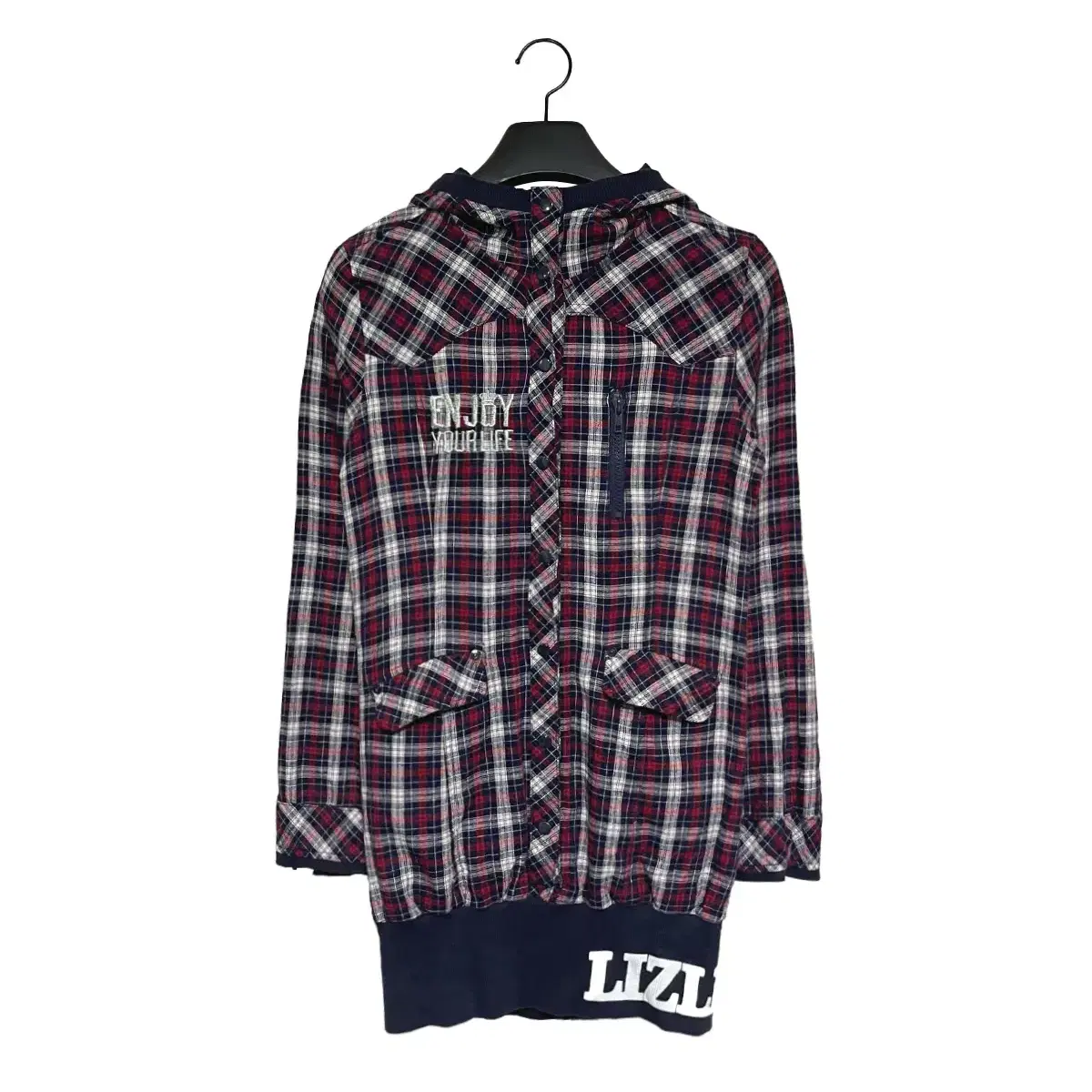 ( LIZ LISA ) FLANNEL LONG HOODIE SHIRT