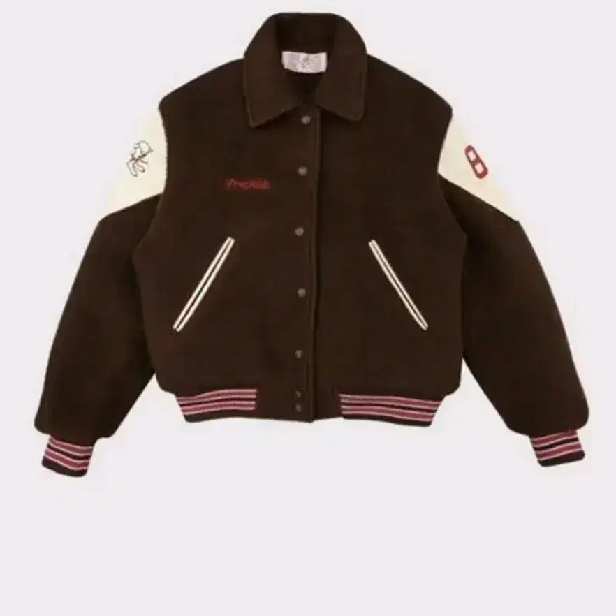 프레클 바시티 boucle varsity jacket in brown