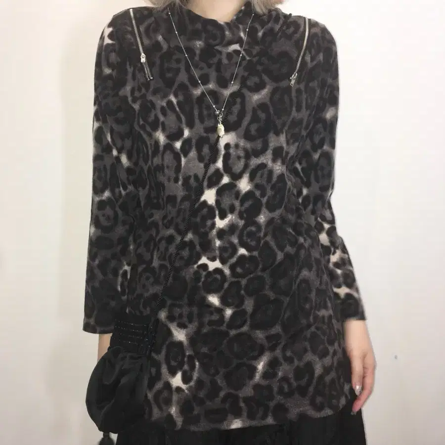 leopard punky zip long sleeve