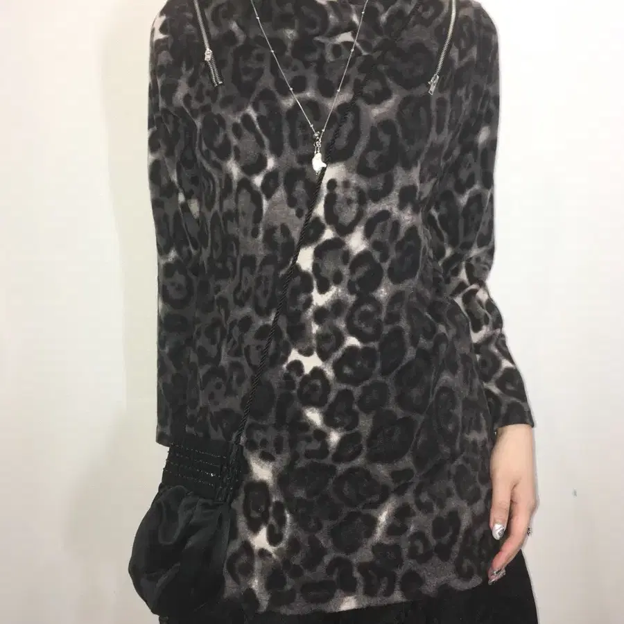 leopard punky zip long sleeve