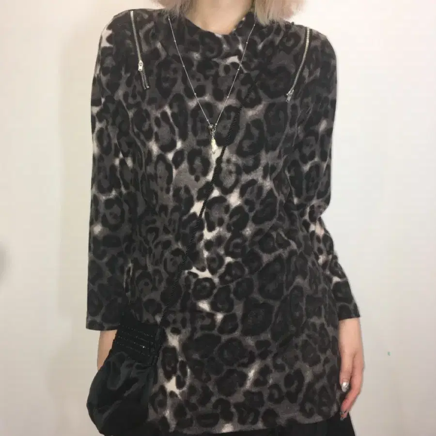 leopard punky zip long sleeve