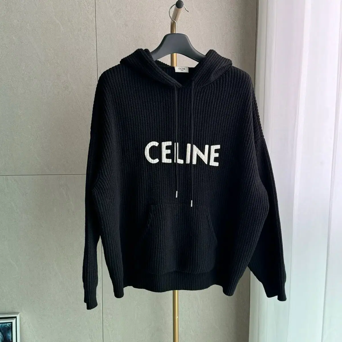 [M] Seline Ribbed wool over-knit hoodie Brand new