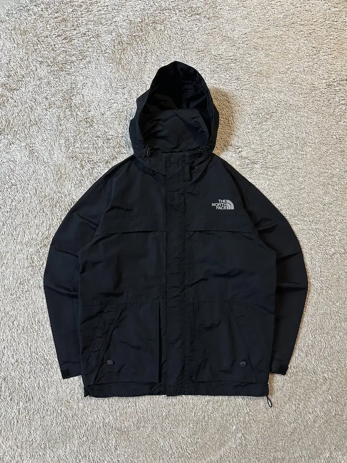 [S] The North Face Two-Way Nylon Hooded Windbreaker Jacket Black