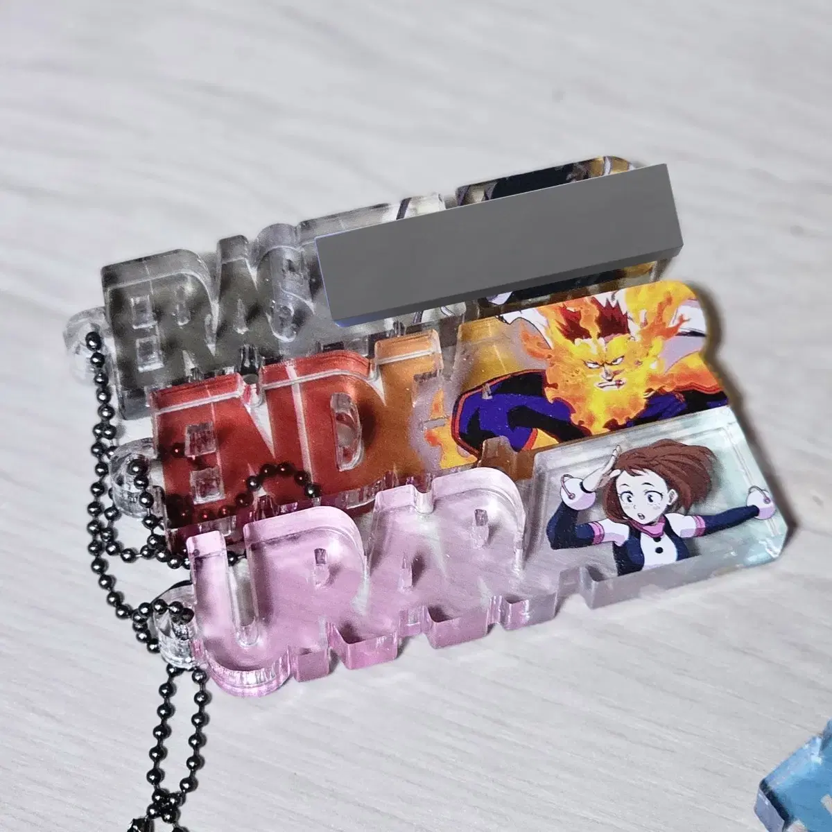 My Hero Academia Nameblock Block keyring Endeavor Uraraka