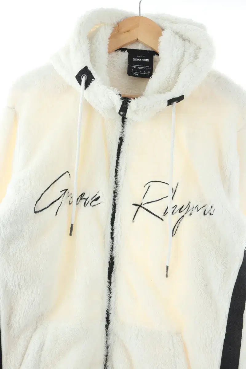 (M) Gruvraim Hooded Zip-up White Fleece Hoodie-FF77