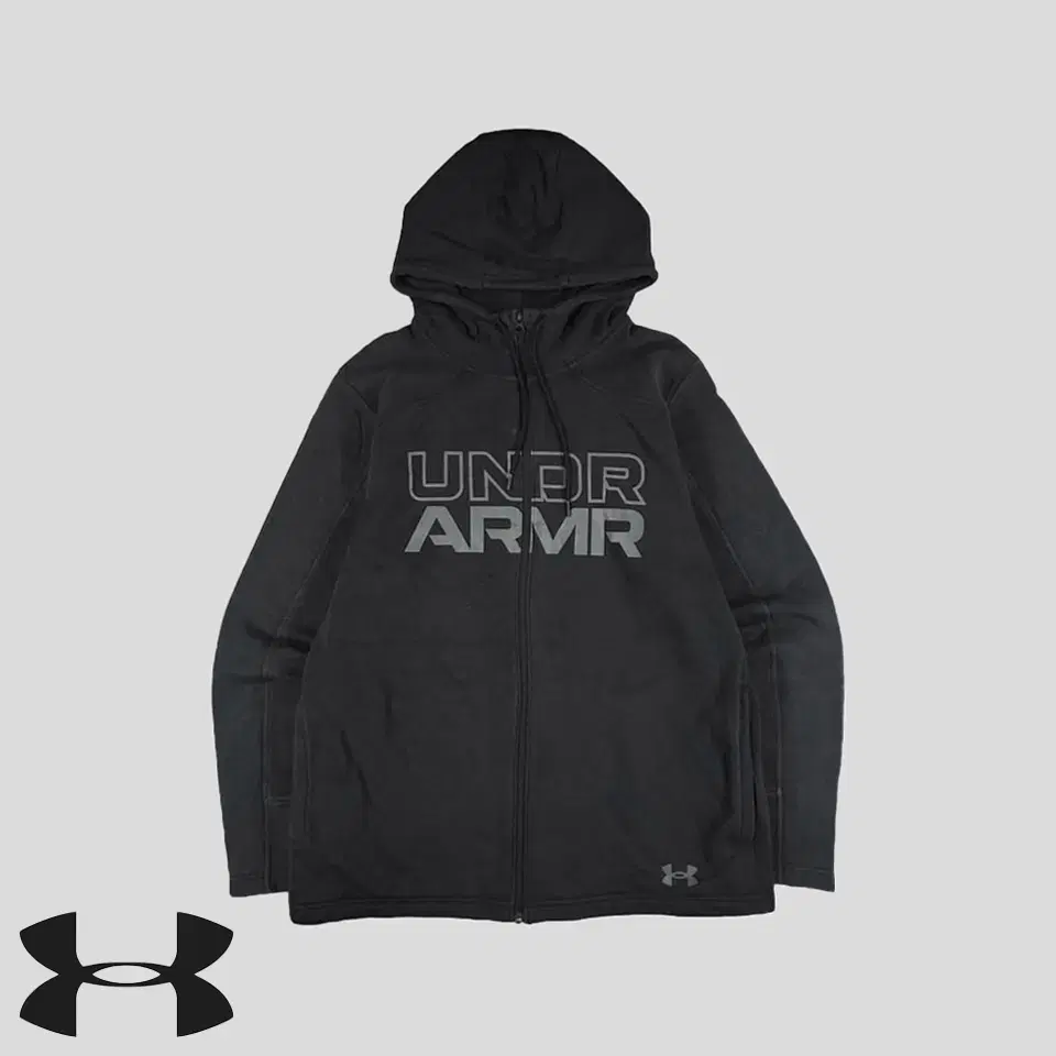 Under Armour Pigmented Black Grey Logo Printed Cold Gear Loose Fit Brushed Cotton Blend