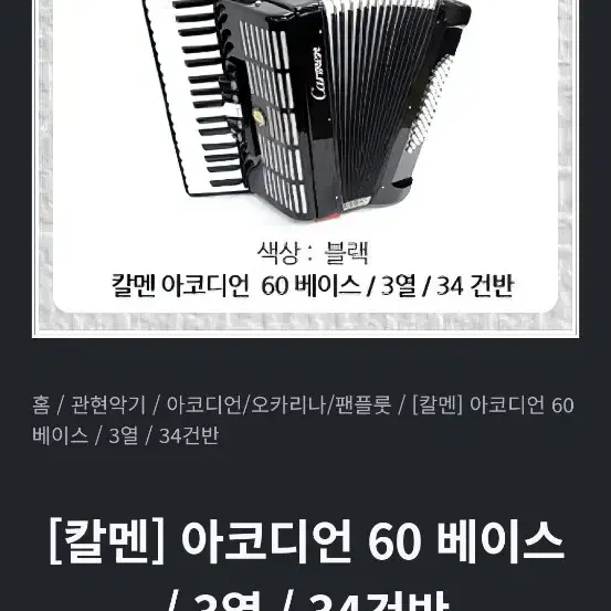 Carmen 칼멘 아코디언 60베이스 3열 34건반