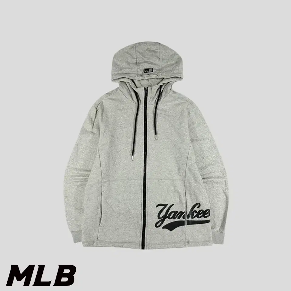 MLB M LB Grey Black New York Yankees Logo Printed Cotton100 Sweat Pull Zip After