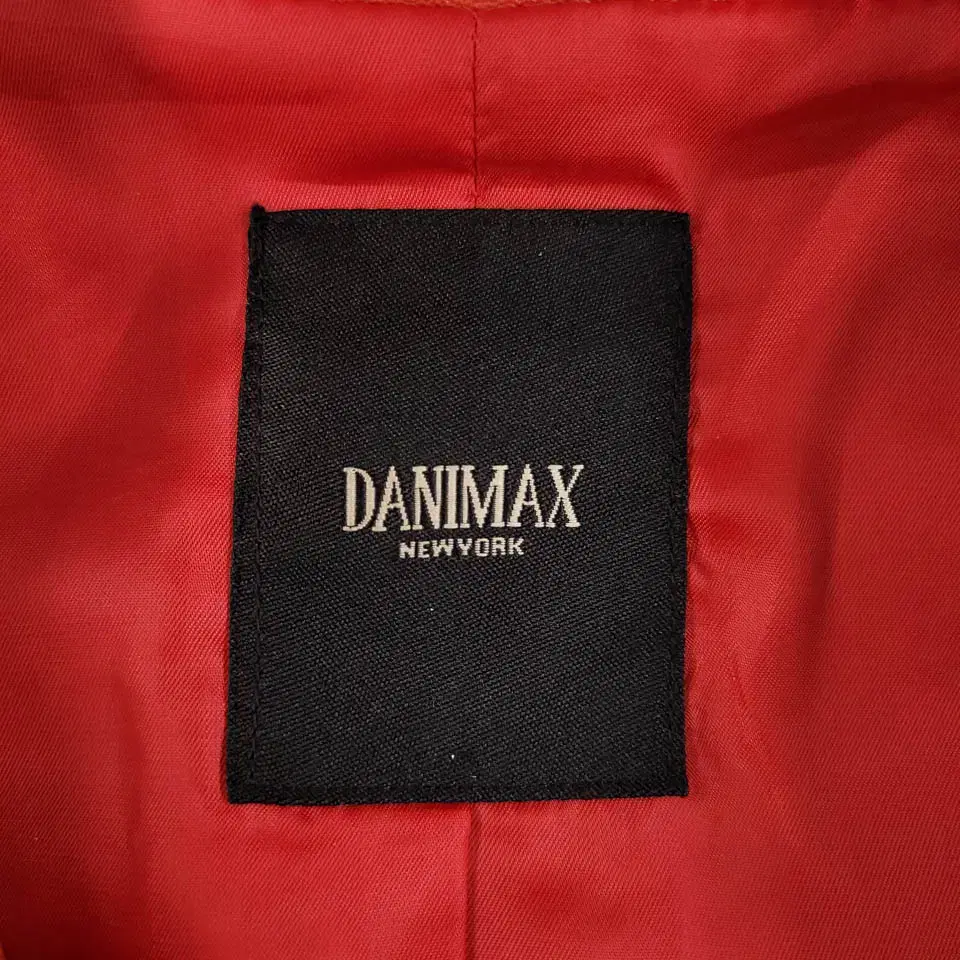 DANIMAX 레드오렌지 네크비조 양가죽 램스킨 하이넥 라이더자켓 레더자