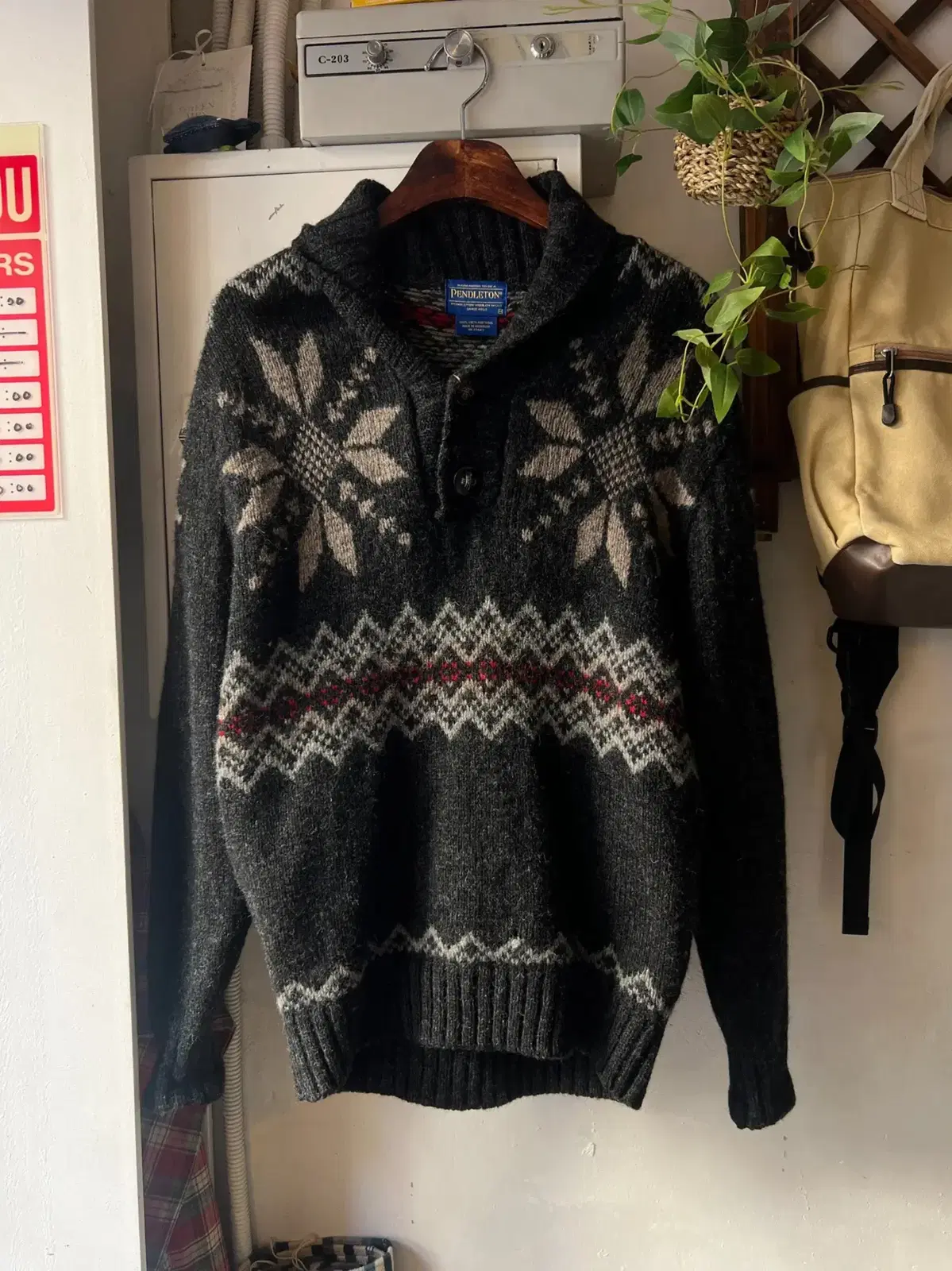 [M]90's PENDLETON 숄카라 코위찬 스웨터