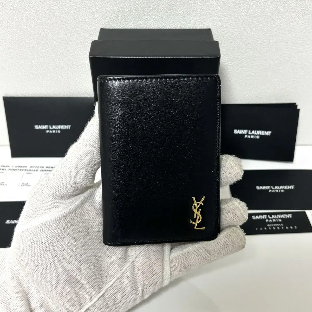 생로랑 YSL 로고 타이니 모노그램 카드지갑