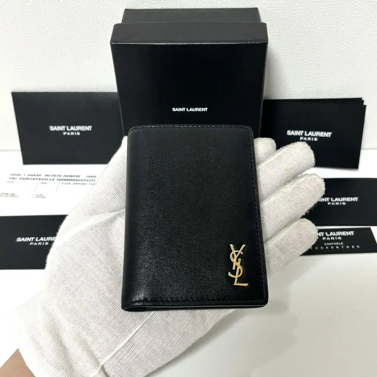 생로랑 YSL 로고 타이니 모노그램 카드지갑