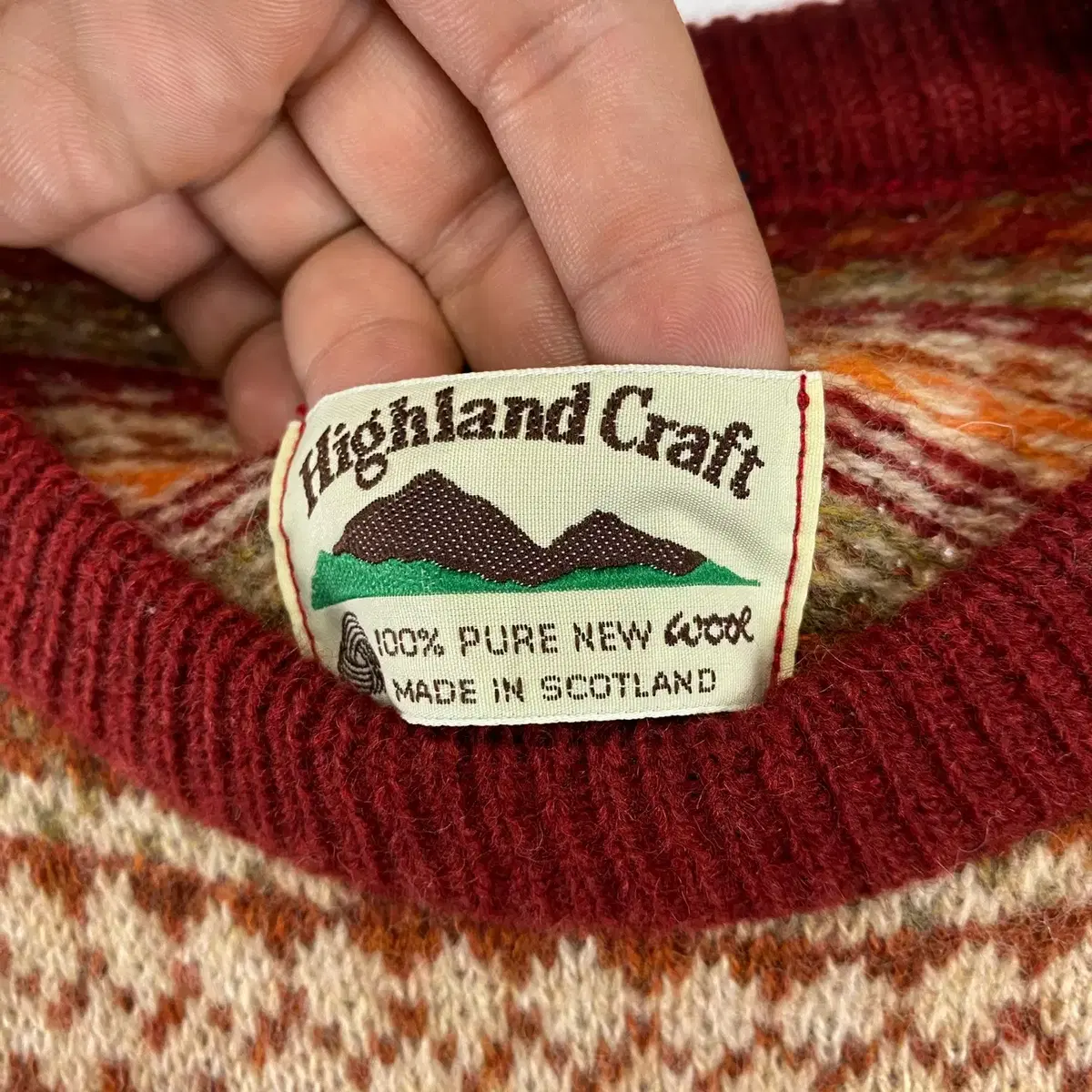 빈티지 GUY made in scotland 패턴 울 니트