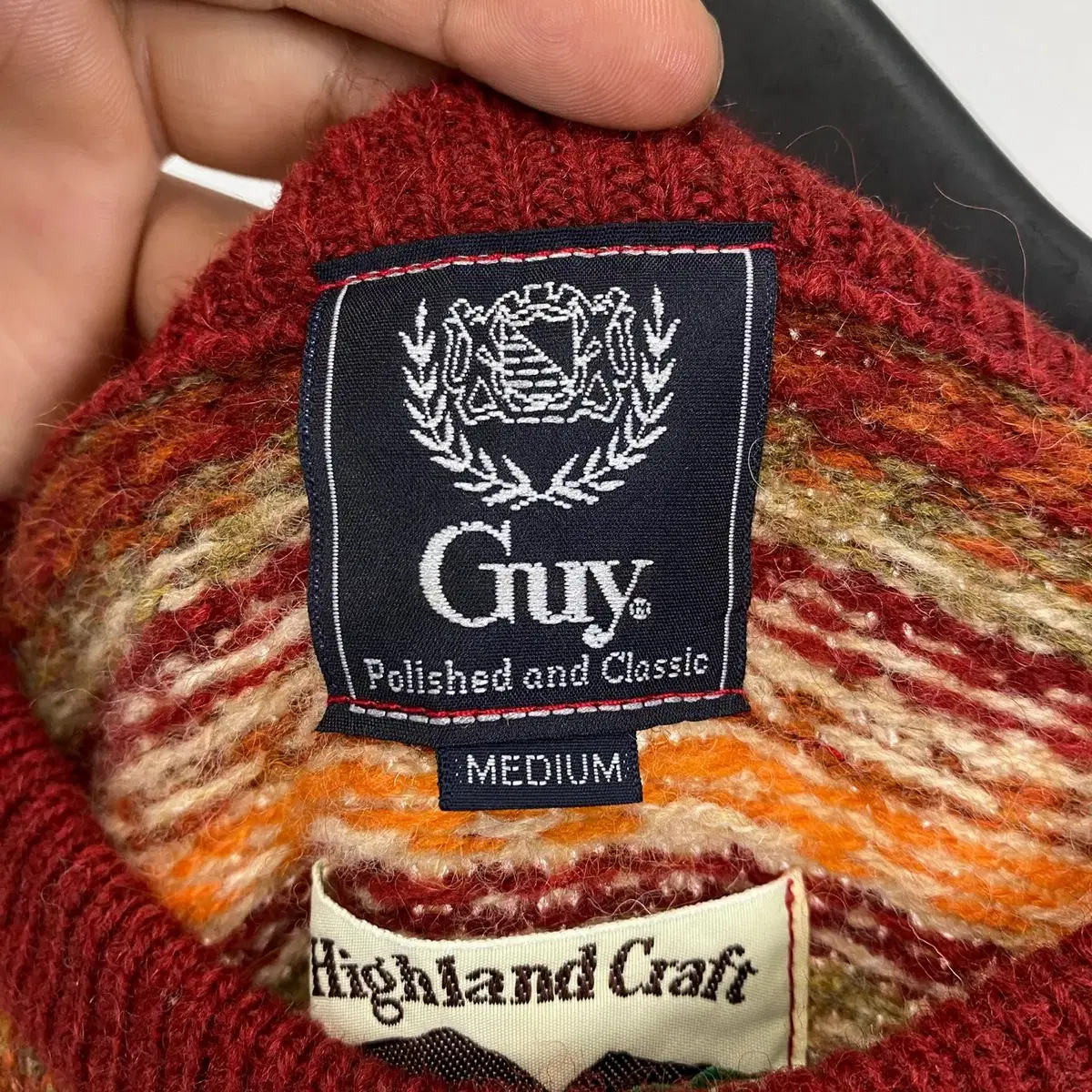 빈티지 GUY made in scotland 패턴 울 니트