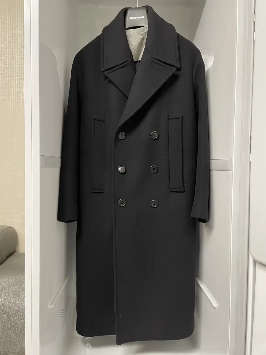 Solid Homme Black Double Coat Size 46