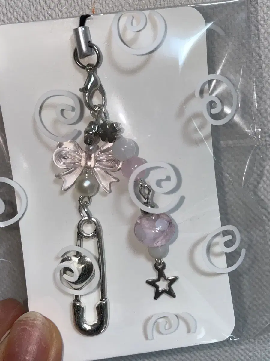 (No-bead) Pink Ribbon Y2K Lara's Style Diary Beads keyring Mobile AirPods Collectbook