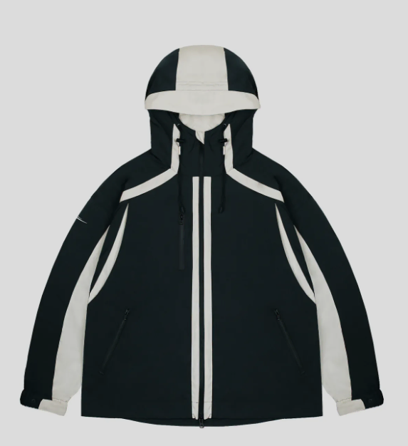 xj98 pleated color coordinated windbreaker (black) m size