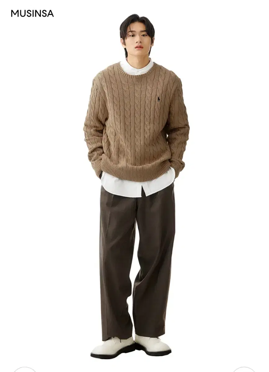 [Genuine/New] Polo Ralph Lauren Cable-knit Cotton Sweater - Brown