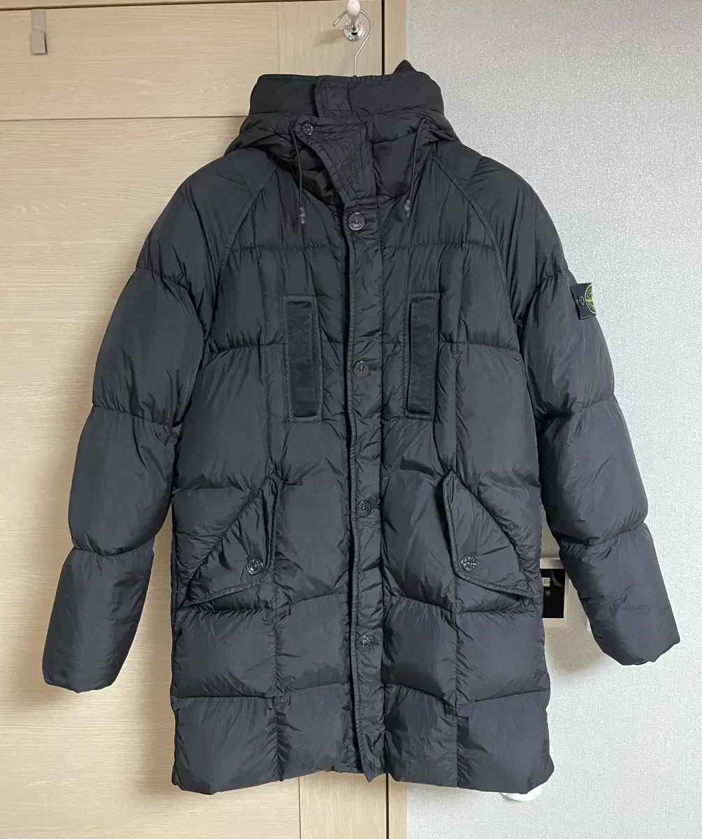 Stone Island Crinkle Wrap Long Puffer Black Size Small