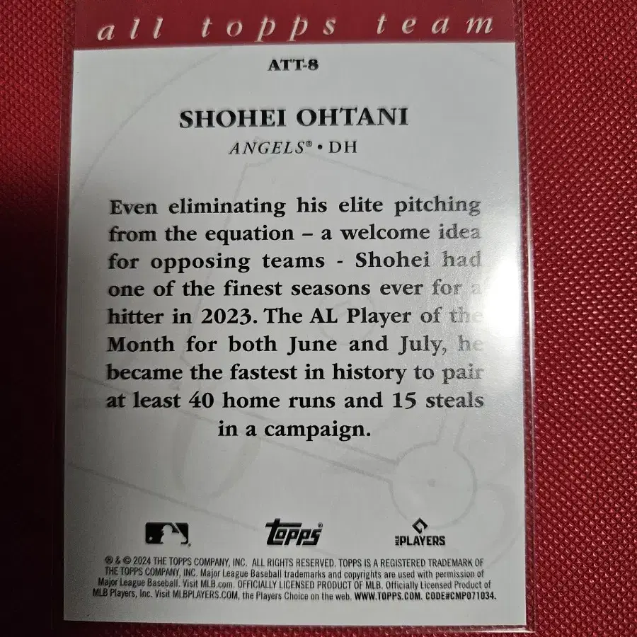 오타니 2024 Topps 2023 All Topps Team 카드