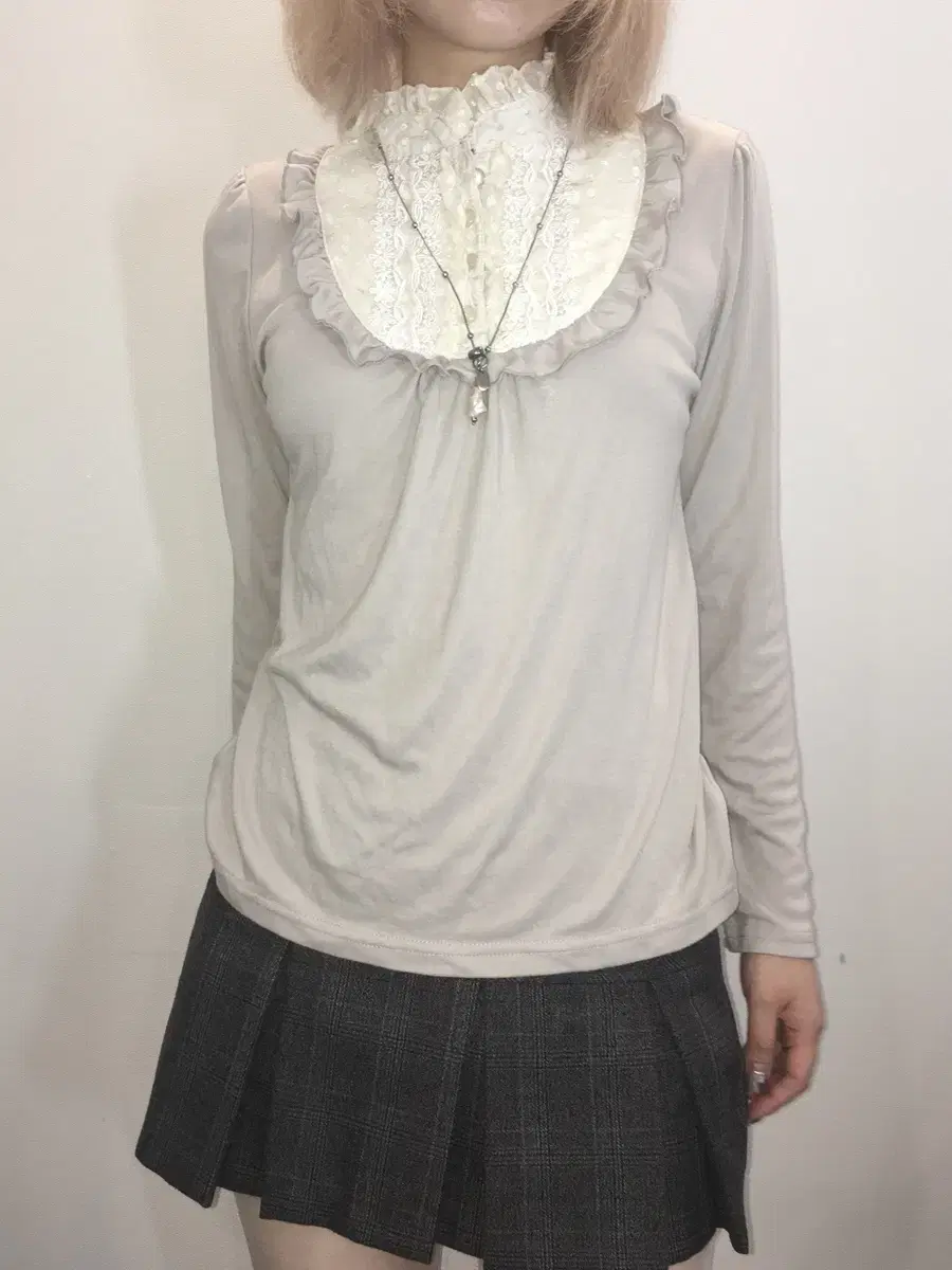 antique grayish lace blouse