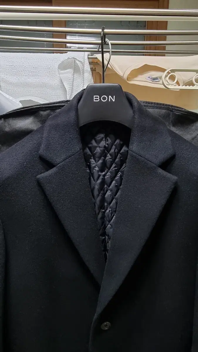 Bon Bon Cashmere-blend semi overcoat 100% black coat