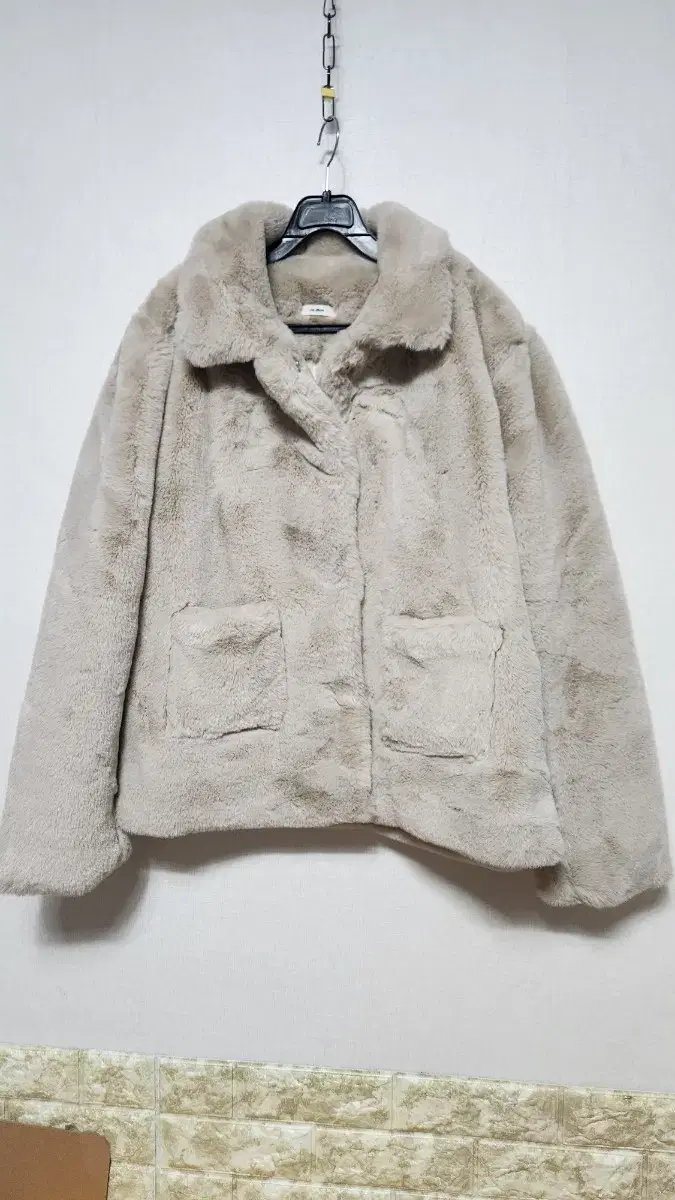 E.J. Beige Soft Artificial Fur Jacket 66