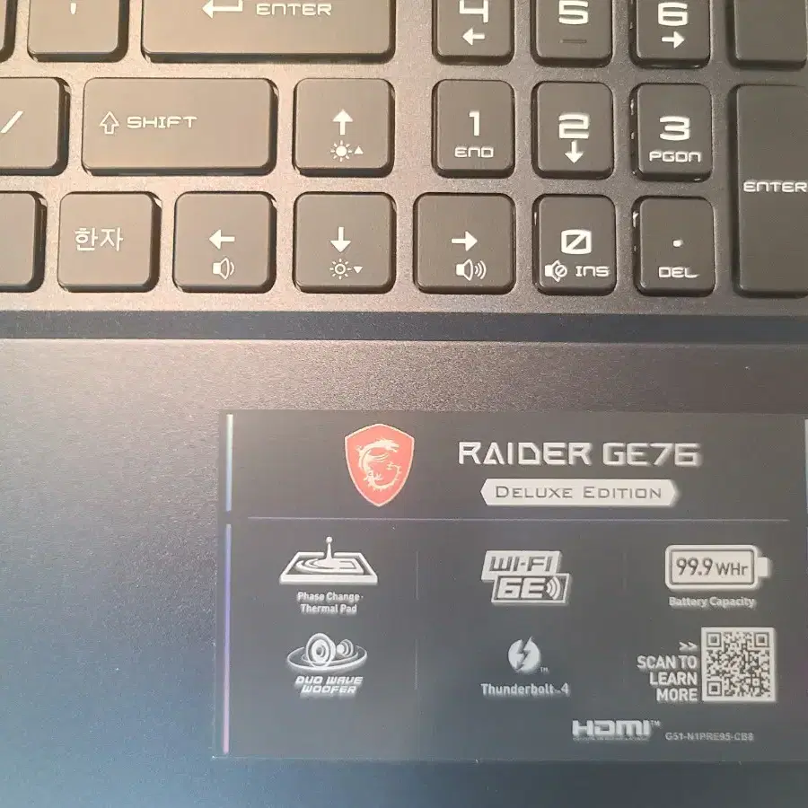 Msi Raider GE76 게이밍 노트북 팝니다.윈11섭스