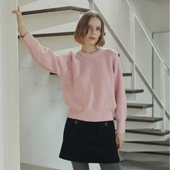 엽페 MIX WOOL KNIT_PINK