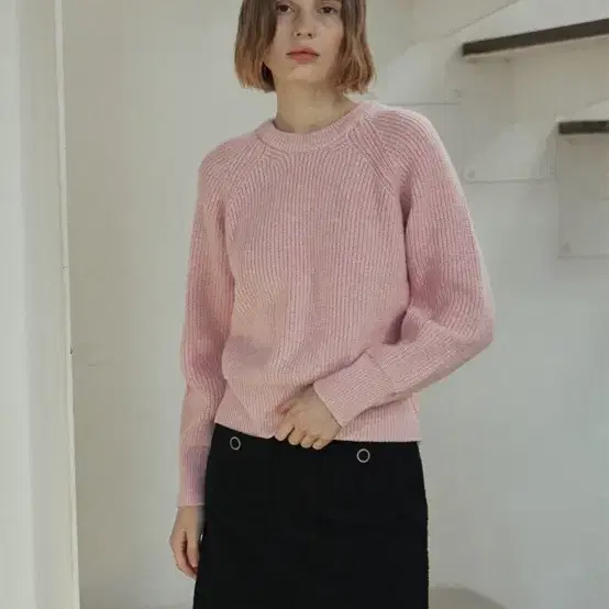 엽페 MIX WOOL KNIT_PINK