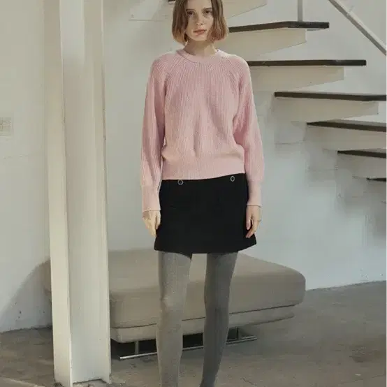 엽페 MIX WOOL KNIT_PINK