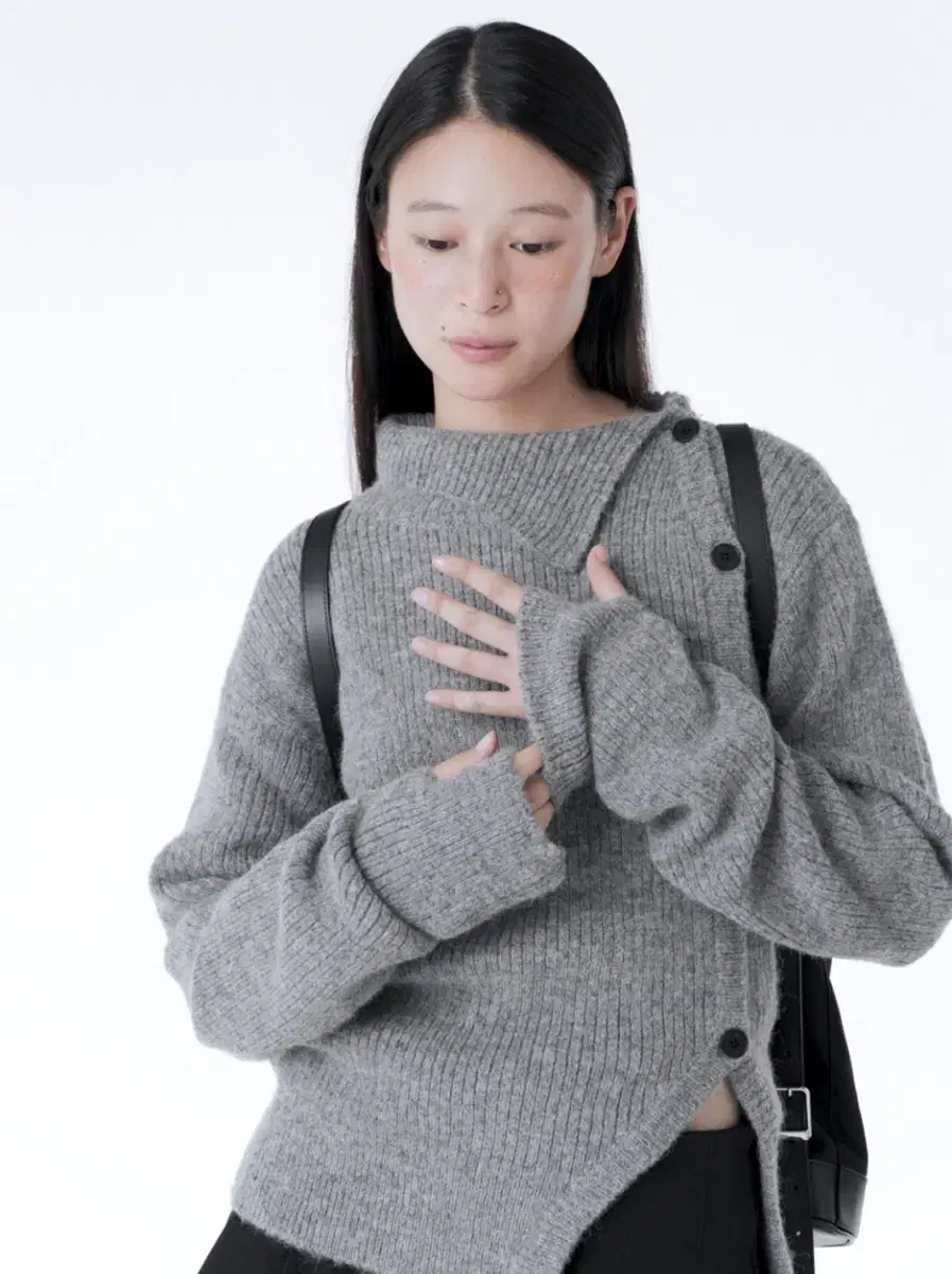 미세키서울 Side button knit GREY