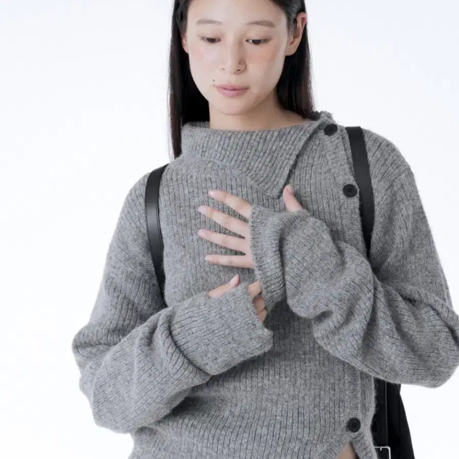 미세키서울 Side button knit GREY