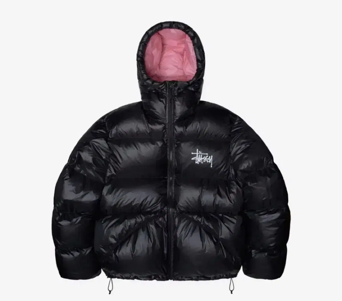 Stussy Padded Black Pink Micro Ripstop Down Parka S