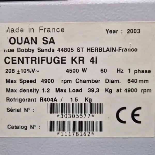 JOUAN KR 4i Centrifuge  냉장 원심분리기