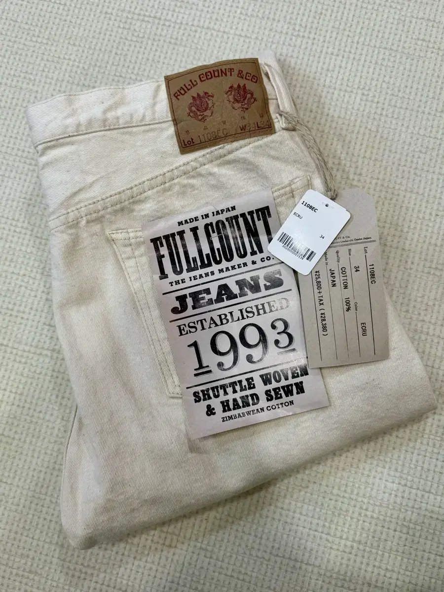 FULLCOUNT 1108 ecru size 34