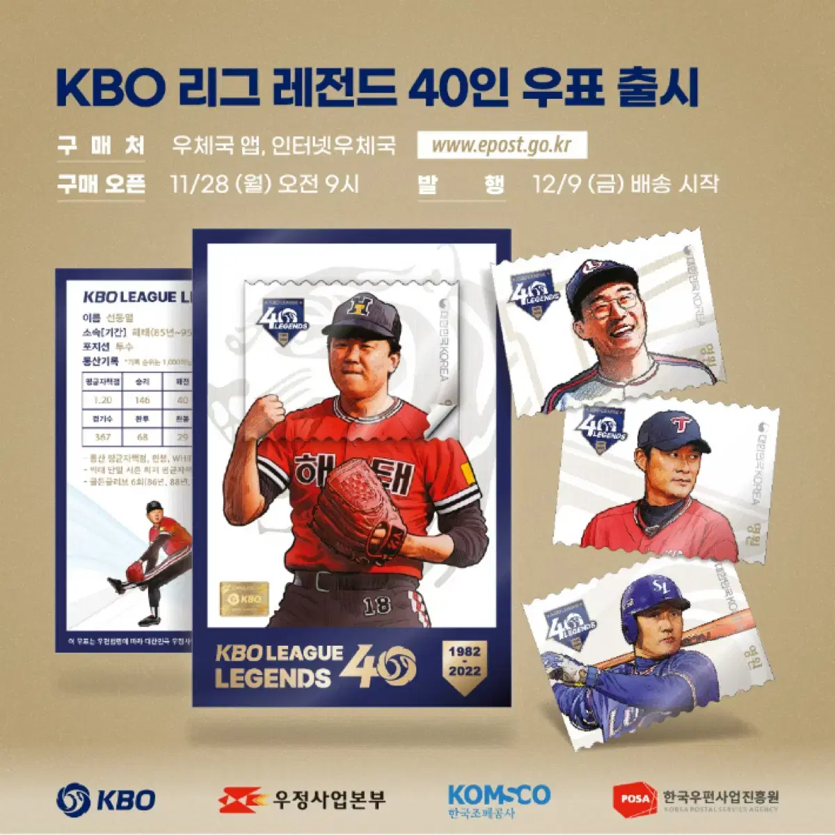 '한국 프로야구 레전드 40인' 기념우표 세트